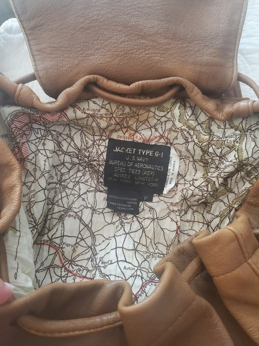 Vintage avirex US navy patch tan men's leather backpack